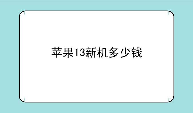 苹果13新机多少钱