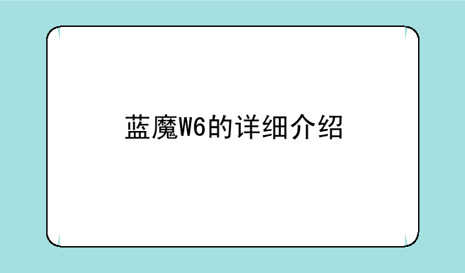 蓝魔W6的详细介绍