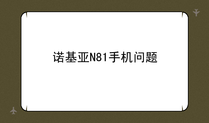 诺基亚N81手机问题