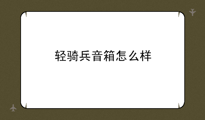 轻骑兵音箱怎么样