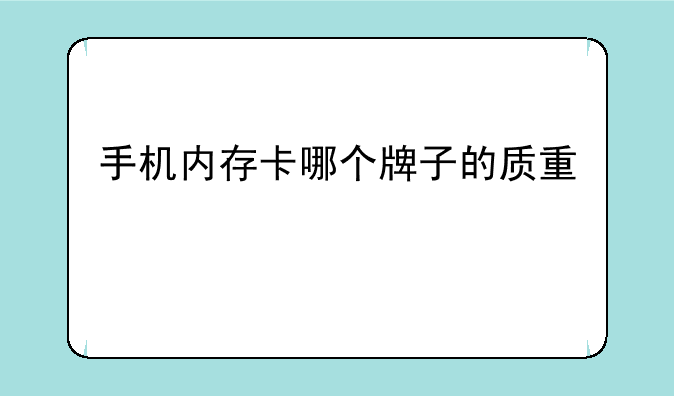 手机内存卡哪个牌子的质量好