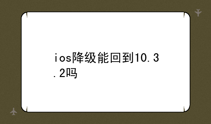 ios降级能回到10.3.2吗