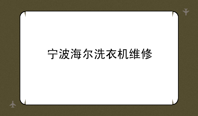宁波海尔洗衣机维修