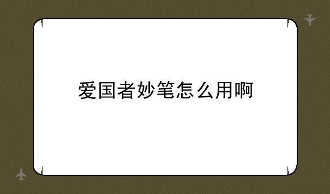 爱国者妙笔怎么用啊