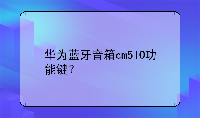 华为蓝牙音箱cm510功能键？