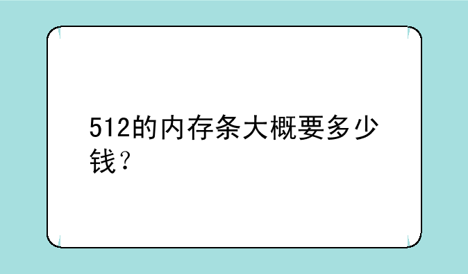 512的内存条大概要多少钱？