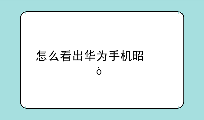 怎么看出华为手机是几核？