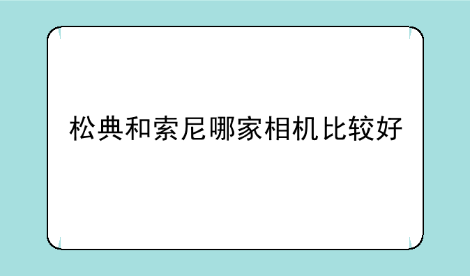 松典和索尼哪家相机比较好
