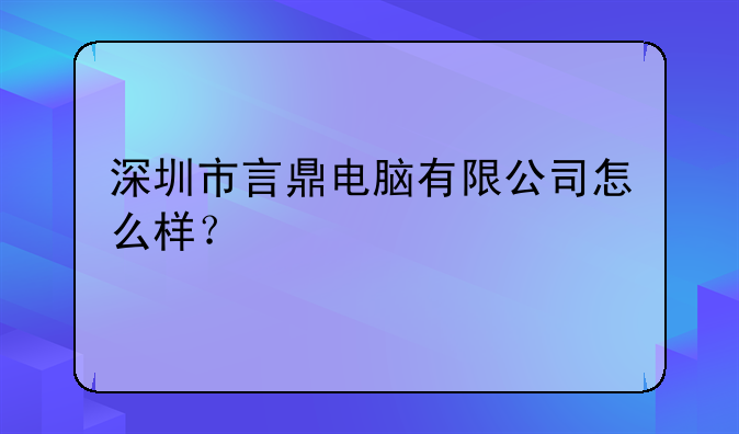 深圳市言鼎电脑有限公司怎么样？