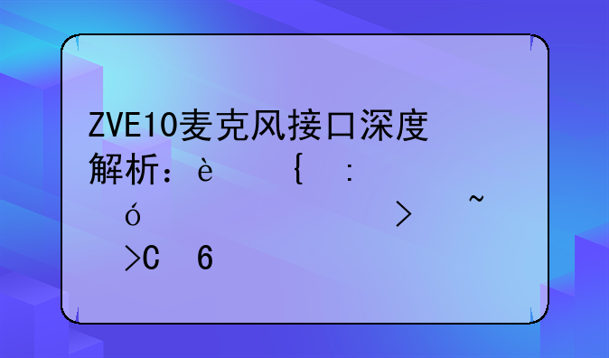 ZVE10麦克风接口深度解析：连接、兼容性及音质提升