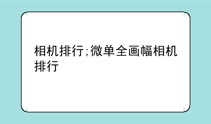 相机排行;微单全画幅相机排行