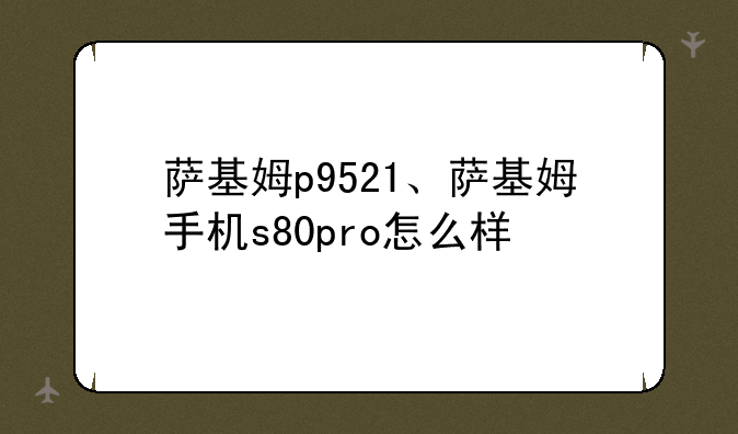 萨基姆p9521、萨基姆手机s80pro怎么样
