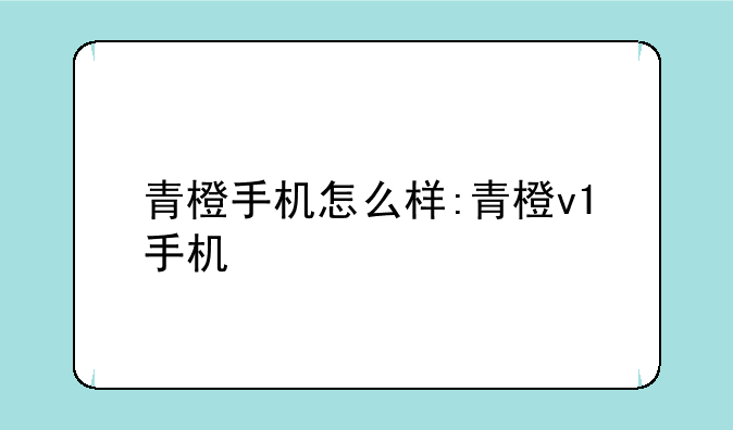 青橙手机怎么样:青橙v1手机