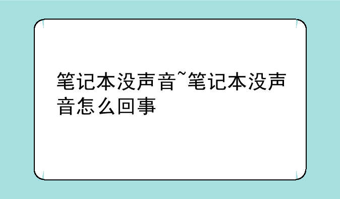 笔记本没声音~笔记本没声音怎么回事