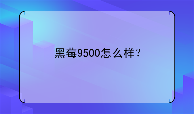 黑莓9500怎么样？