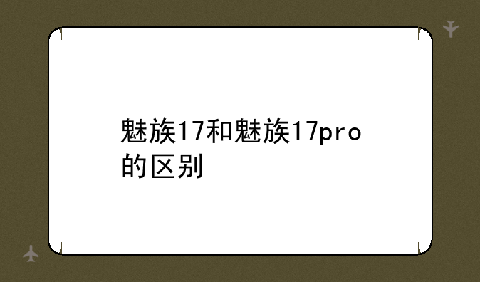 魅族17和魅族17pro的区别