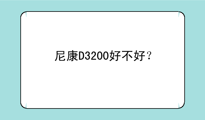 尼康D3200好不好？