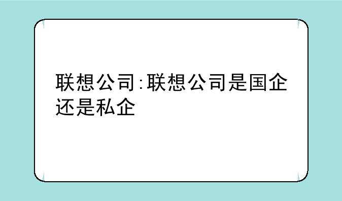 联想公司:联想公司是国企还是私企