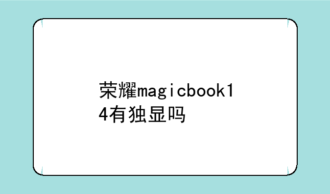 荣耀magicbook14有独显吗
