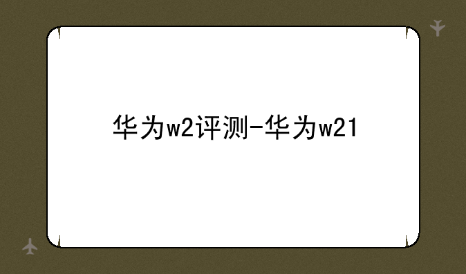 华为w2评测-华为w21